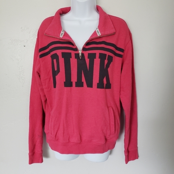 Pink VS Small Magenta Quarter Zip Pullover Sweatshirt Comfy Loungewear - Picture 1 of 8